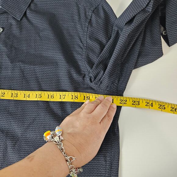 Kenneth Cole Reaction Mens Super Slim Fit Black Combo Dress Shirt Large Career - Picture 5 of 9